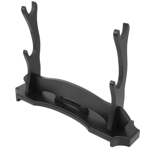 NAMOARLY Soporte de Madera para Espadas y Flauta de Dos Niveles, Soporte Decorativo Estable para Exhibición en Mesa, Accesorio Hogar y Artes Marciales, Peana Multiusos para Armas, Color