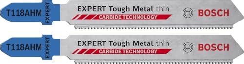 Bosch 2x Hoja de sierra de calar EXPERT Stainless Steel T118AHM (para Láminas de acero inoxidable, Láminas de acero inoxidable, Longitud 83 mm, Professional Accesorios Sierra de calar)