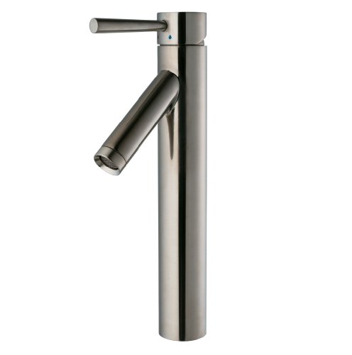 Elite Bathroom Lt.blue Stripe Glass Vessel Sink & Brushed Nickel Faucet Combo #TOP3