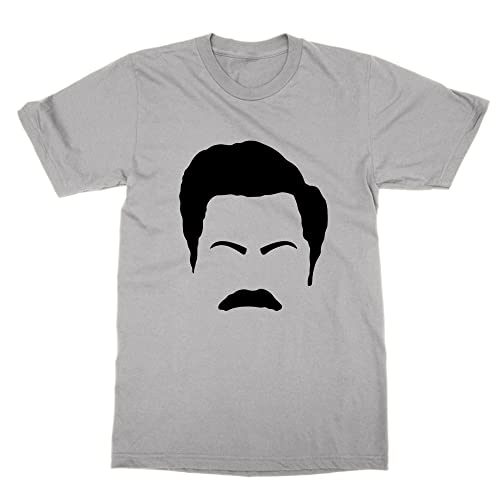 T-shirt visage Ron Swanson gris XXL en coton confortable