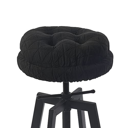 BUYUE Round Bar Stool Seat Cushion, Dia.12 Luxury Fashion Jacquard with Anti-Skid Silicone Bar Stool Cushion Padded (Black, S,1 Count)