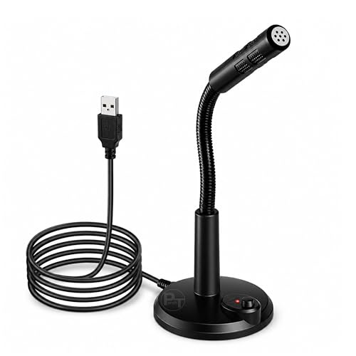 Image of USB Noise Cancelling Microphone for PC & Mac, 360 Adjustable Gooseneck, Omnidirectional Condenser for Laptop, Computer, Gaming, Voice Chat Online Meetings Black MIC309