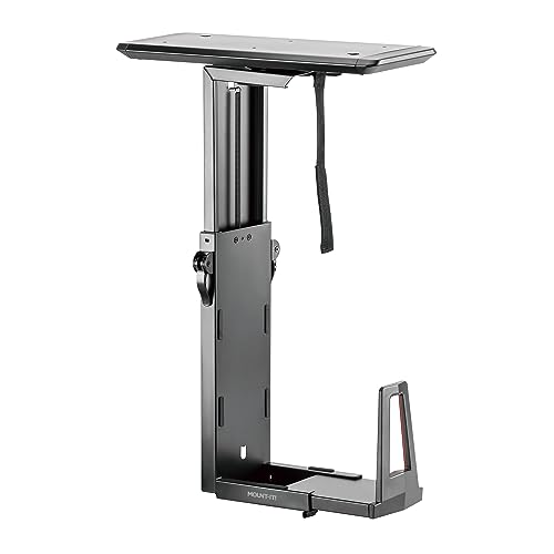 Mount-It! CPU Under Desk Mount Bracket Rack, Adjustable Computer Tower Desk Mount with Sliding Track, 33 lbs Capacity, Black