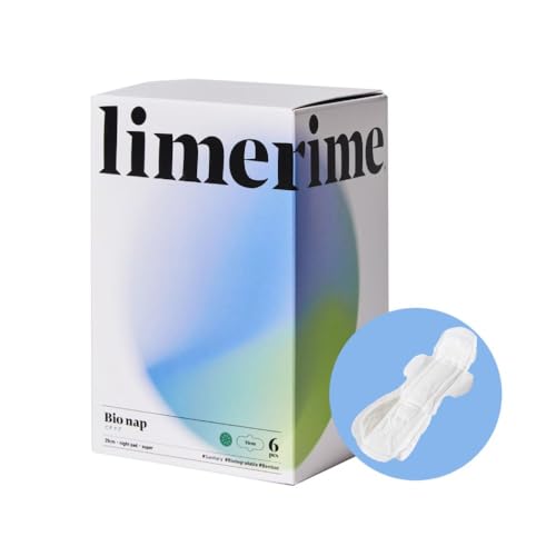 limerime ライムライム バンブーサニタリーパッド ナイトスーパー (吸水パッド)6枚入り 夜用 35cm 羽根つき 【ビオ ナプ】 自然素材 肌に優しい 抗菌 防臭 敏感肌