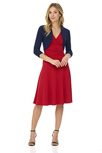 Image of Rekucci Women's Chic Soft Knit Stretch Bolero Shrug with Ruched Sleeves