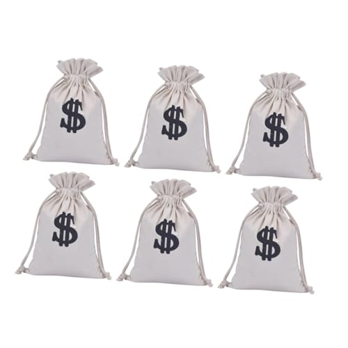 Pochettes à cordon en coton blanc symbole x6 pour bonbons et bijoux