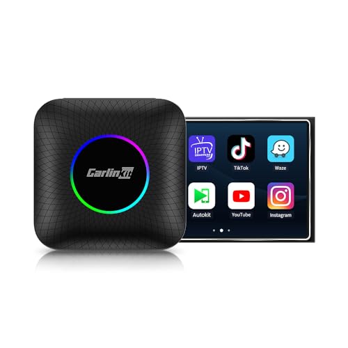 Carlinkit Android 13 Ai Box LED Version, Qualcomm 8 Cores, 8+128GB, 3-in-1 Adapter with 4G Cellular, Streaming Video, SIM/TF Card, Built-in Google Play, Only Suitable for Factory Wired CarPlay Cars