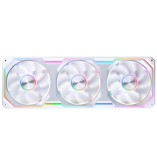 Image of JONSBO XA360WR (Reverse) PC Fan,Reverse Blade Silent Computer Fan, Dual-Light Effect, Switch At Will,All-in-One, Single Frame Unit with3x120mm ARGB Fans,1800RPM,28MM Thick,White