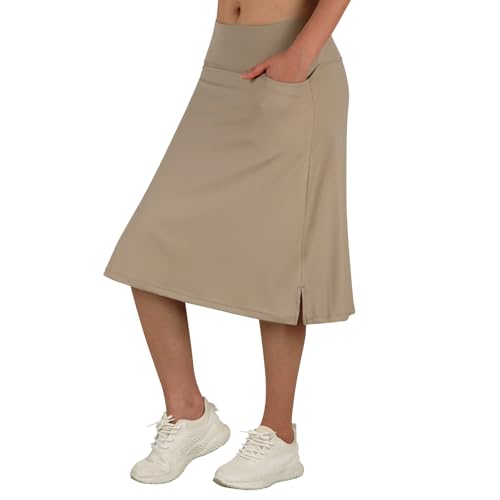 Women's Midi Length Skorts Skirts with 3 Pockets Modest Skirts Women's 24" Knee Length Skort