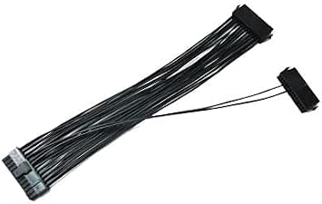 Dual PSU Power Supply 24 Pin Adapter Cable for ATX Motherboard 18AWG - 1FT
