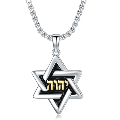 Collier étoile de David YHWH argent 925, cadeau spirituel juif idéal