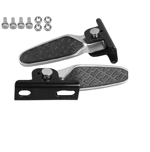 Image of Folding Rear Footrest Pedal Board for Electric Battery Car, Two Wheeler Vehicle, Black and Silver, Style 3, with Mounting Hardware