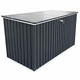 Duramax DH 1.9 (1450 L) Kissenbox aus Metall mit hydraulischer Gasdruckfeder und Vorhängeschlossöse, Terrassenbox und Gartenmöbelaufbewahrung für den Außenbereich, Anthrazit