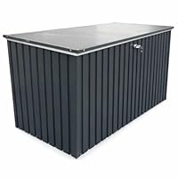 Duramax DH 1.9 (1450 L) Kissenbox aus Metall mit hydraulischer Gasdruckfeder und Vorhängeschlossöse, Terrassenbox und Gartenmöbelaufbewahrung für den Außenbereich, Anthrazit