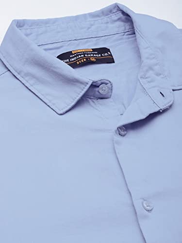 Image of The Indian Garage Co Men Regular Fit Solid Full Sleeves Spread Collar Formal Shirt