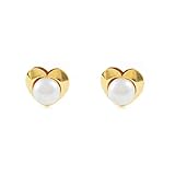 Pendientes Oro de Ley Pendientes bebe o Niña Oro Amarillo Corazon con perla (9kts)