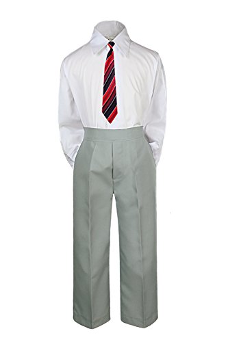 MILLTEX 3pc New Born Baby Boy Teen Formal Dress Gray Pants Shirt Necktie Sm-7