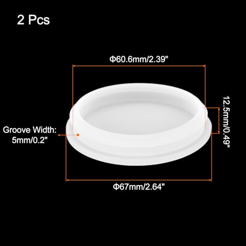 Image of MECCANIXITY 2pcs Silicone Snap in Locking Hole Plugs,60.6mm /2.4 Inch Mounting Diameter Narrow Groove Width 5mm Panel Seal Cover Round for Kitchen Bulkheads Waterproof Sealing Plugs Clear