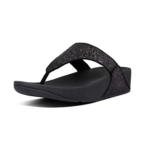 FitFlop Lulu Toe-Thongs, Sandalias de Punta Descubierta Mujer, Black (Black Glitter 339),...