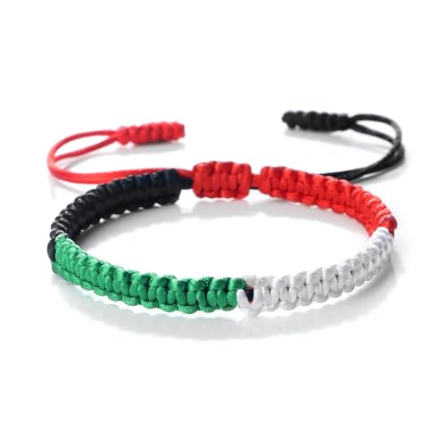 FORUBUS Palestinian Flag Beaded Bracelet - Support Palestine Strand Bracelet for Men and Women Palestinian Colored Beads Stretchy Bracelet Support Free Palestine Accessories (Palestine-string)