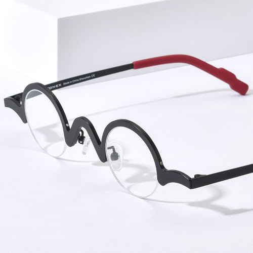 Image of FONEX Colorful Pure Titanium Glasses Frame Women Retro Round Eyeglasses