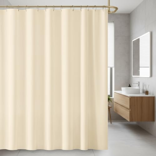 DALINA Cortinas de Ducha, para baño, bañera, Impermeable, Resistente al Moho, Anti Moho y Impermeables 180 x 180 cm (71 x 71 Pulgada) | 100% Polyester   Beige.