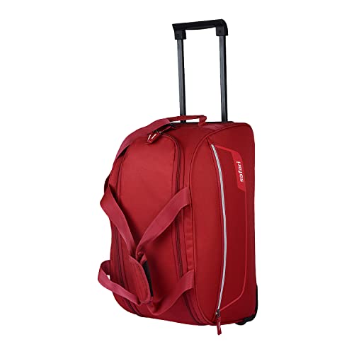 Image of Safari Arc Polyester Duffle Bags for Travel 66 cm 2 Wheel Travel Bags for Luggage Red Luggage Bag Strolley for Men and Women