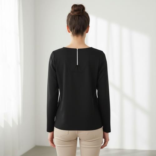 Image of BLACKSMITH Long Sleeve Key Hole Neck Formal Office Shirt for Women | Women Stylish Western Tops