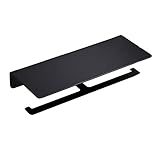 GLYYR Doppel Toilettenpapierhalter Mit Regal, Bad-Accessoires Aus Edelstahl 304 Papierrollenhalter Mit Handy Lagergestell Schwarz Lackiert