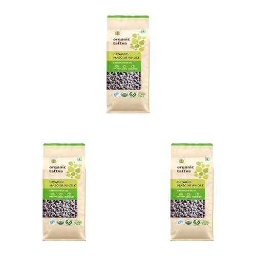 Image of Organic Tattva Masoor Dal 500gms | Organic Black Masoor Dal Whole /Sabut | Unpolished Rich in Protein & Fiber | Gluten Free | Healthy Pulses for Everyday Cooking (Pack of 3)