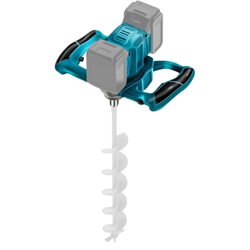 HEBERUCK Tarière sans fil compatible avec batterie Makita 18 V, 1200 W sans balais Tarière Vloerboor avec adaptateur de tarière de 20 mm, pour perceuse de pieu, construction de clôture et jardin (sans