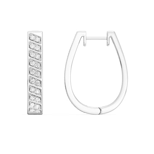 GILDED Lab-Grown Diamond Hoop Earrings for Women, Sterling Silver Hinged Hoops – Elegant Jewelry Gift box included3