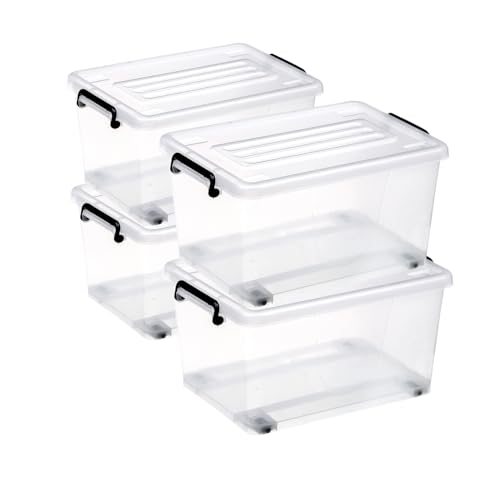 POSH 4x Aufbewahrungsbox mit Deckel, lebensmittelecht Kunststoffbox mit...