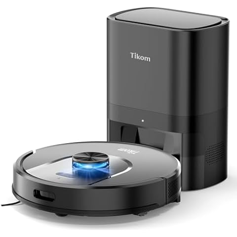 Tikom Robot Vacuum and Mop with Self-Empty Base, Home Mapping, 60-Day Capacity, for Homes with Pets Hair, Carpet & Hard Floors Cover