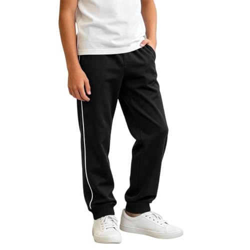 Boys Athletic Pants Casual Side Stripe Elastic Waist Cotton Sweatpants - image 7