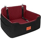 Picture of GL GLENSLAVE Dog Car Seat for Medium/Large Dogs, Dog Booster Seat for Pet Under 50lbs or 2 Small Dogs, Detachable and Washable Pet Car Bed, Multi-Functional Pet Booster Seat for Backseat(Black/Red)