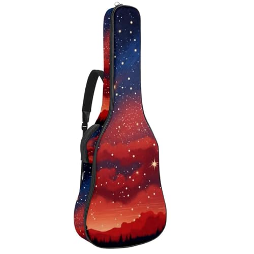 Housse guitare acoustique 41 pouces étanche à motif ciel étoilé rouge