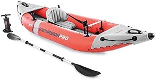 Intex 68303EP Excursion Pro Single Person Inflatable Vinyl Fishing Kayak Set, Red
