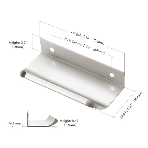 Image of Ravinte 20 Pack Cabinet Handles Finger Edge Pulls 80mm /3.15 inch Silver Drawer Edge Pulls Brushed Nickel Finger Pulls for Cabinets Concealed Handles