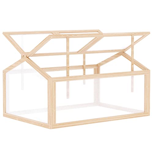 Outsunny Mini Serre de Jardin Serre à tomates dim. 102L x 71l x 53H cm Double Toit ouvrable 2 Niveaux Panneaux Polycarbonate Bois Sapin pré-huilé