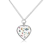 ERSTSNCK Pet Urn Necklace for Ashes Bright Insect Pattern Heart-Shaped Memorial Pendant with Filling Kit 27.6' Adjustable Chain Cremation Keepsake Jewelry for Dog Cat Sympathy Gift for Pets Lovers