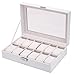 Produktbild HDICUHNANU Uhrenaufbewahrung Uhrenbox Mit 12 Gittern, Schmuck-Display, Aufbewahrung, Organizer, Uhrenetui Aus PU-Leder, Rechteckform, Uhrenboxen Aus Leder Uhren Zubehör