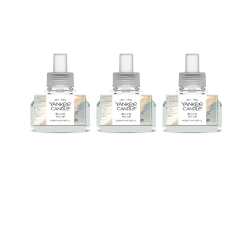 Image of Yankee Candle ScentPlug Refill for Plug in Air Fresheners, Scented Oil Refills, Long Lasting Home Fragrance, Beach Walk (Pack of 3)