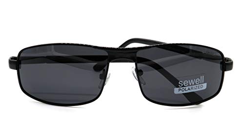 Image of SEWELL Men's metal polarised rectangle full rim UVA and UVB rays protected sunglasses