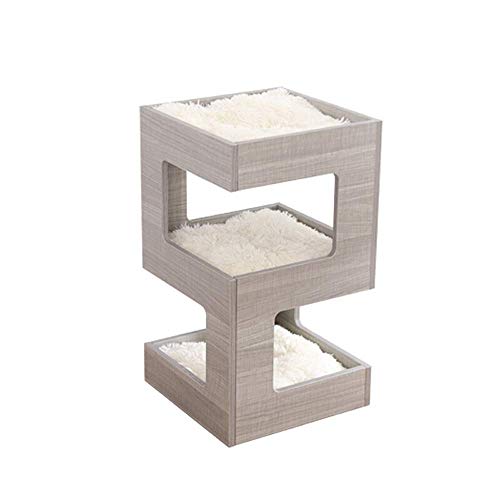 TONPOP Cat Tree Condo Wood Cat Jumping Platform Large Three Layer Cat Climbing Frame Estable Cat Climbing Frame Pet House (Color : Grey, Size : One Size) g (Color : Gray, Size : One siz