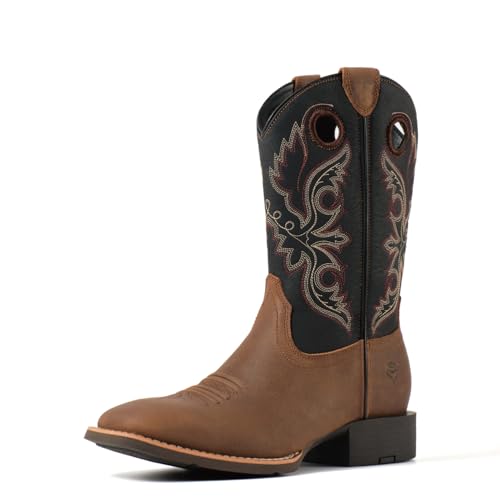Image of SUREWAY Western Boots For Men - Mens Square Toe Cowboy Boot, Oil /Slip Resistant, Durable Fashionable Classic Pull on 10 Inch Mid-Calf Wellington Boots