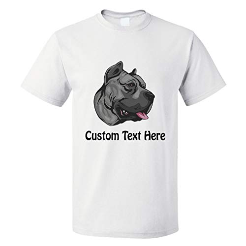Custom Funny Graphic T Shirts for Men Perro De Presa Canario Head Cotton Top White Personalized Text Here Medium