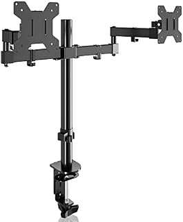 Bracwiser Dual Monitor Mount, Double Monitor Arm for 13-27 inch LCD LED Screens, Tilt Swivel Rotation Height Adjustable PC Monitor Arm Desk Mount up to 10kg VESA 75/100mm Monitor Stand MD7442