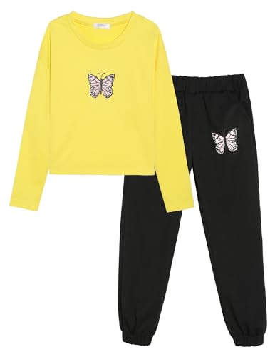 Image of Arshiner Girls 2 Piece Outfits Kids Tie Dye Sweatsuits Set Long Sleeve Shirt and Pants Set Size 5-14 Y