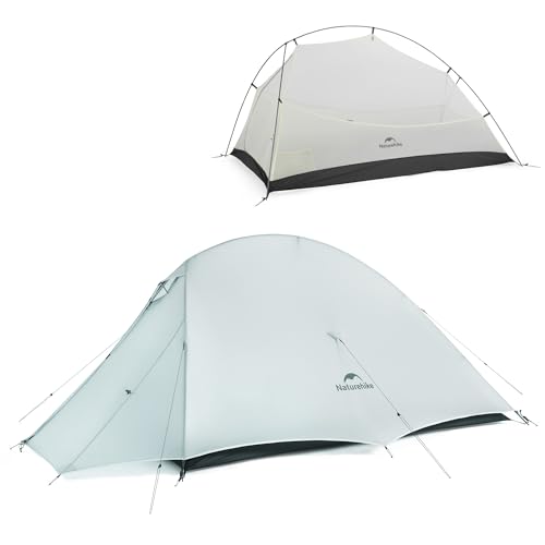 Naturehike Cloud UP UL 2 Person Backpacking Tent, Double Layer Two Person Tent with Footprint, 15D Nylon Waterproof Ultralight Tents for Camping